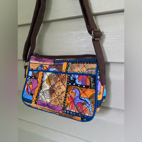 LAUREL BURCH quilted abstract love horses purse crossbody bag colorful 90s patch - Picture 14 of 15